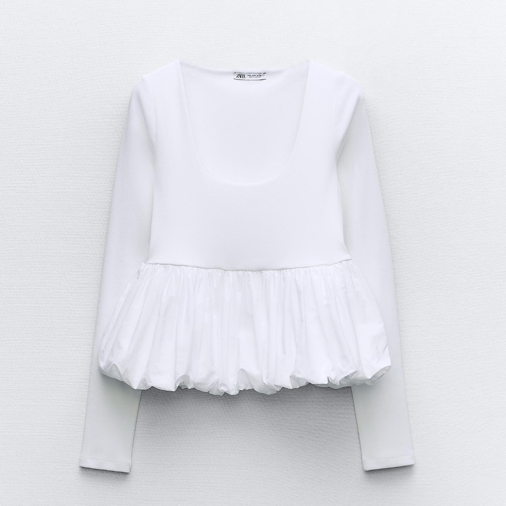 ZARA White Peplum Blouse